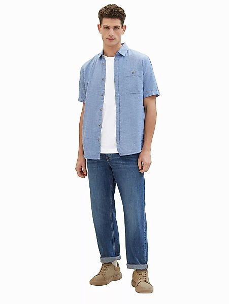 Tom Tailor Herren Kurzarm Hemd COTTON LINEN - Regular Fit günstig online kaufen