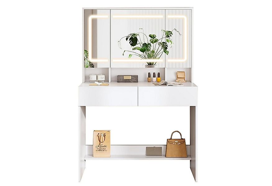 MSMASK Schminktisch mit Verstellbaren LED-Beleuchtung, 2 Schublade (1-St), günstig online kaufen