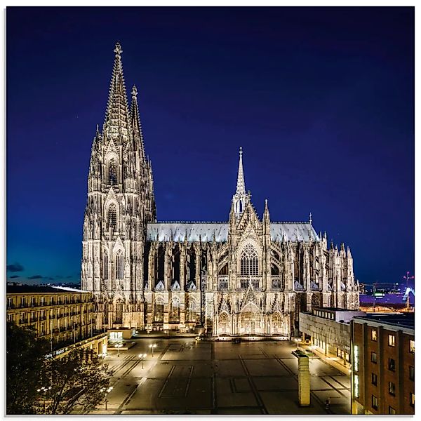 Artland Glasbild "Kölner Dom am Abend", Gebäude, (1 St.) günstig online kaufen