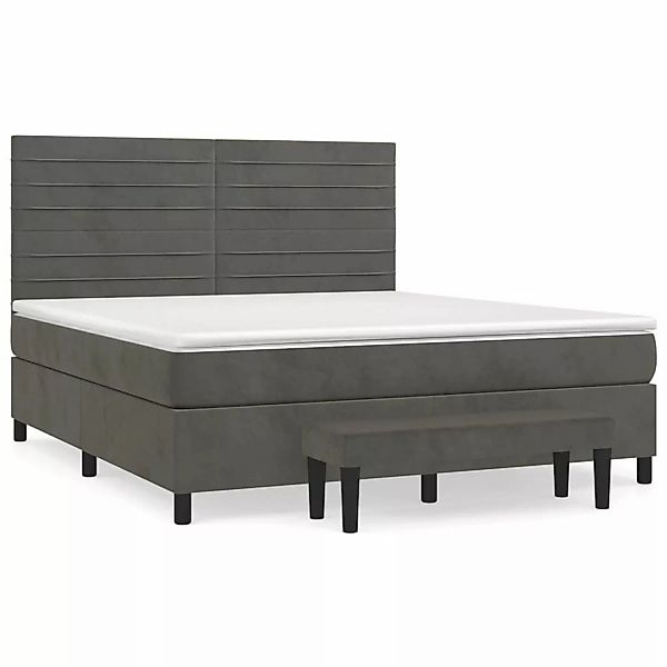 vidaXL Boxspringbett mit Matratze Dunkelgrau 160x200 cm Samt1350805 günstig online kaufen