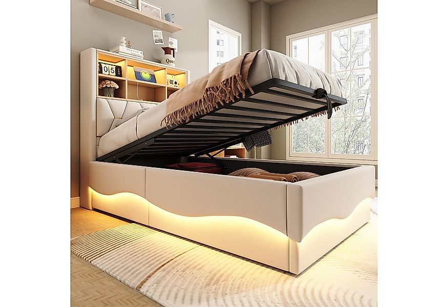 Merax Polsterbett (Kinderbett Jugendbett Einzelbett mit Metall-Lattenrost, günstig online kaufen