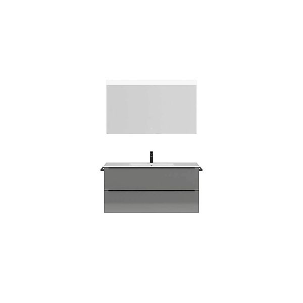 Badmöbel Waschplatz Set mit 121cm Waschtisch, Spiegel und LED Beleuchtung, günstig online kaufen