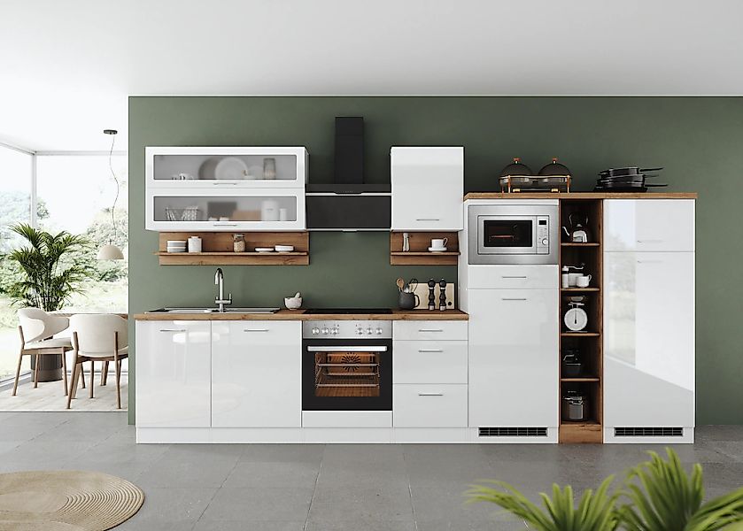 KOCHSTATION Küchenzeile »KS-Milan« 370 cm breit, robuste Metallauszüge, vie günstig online kaufen