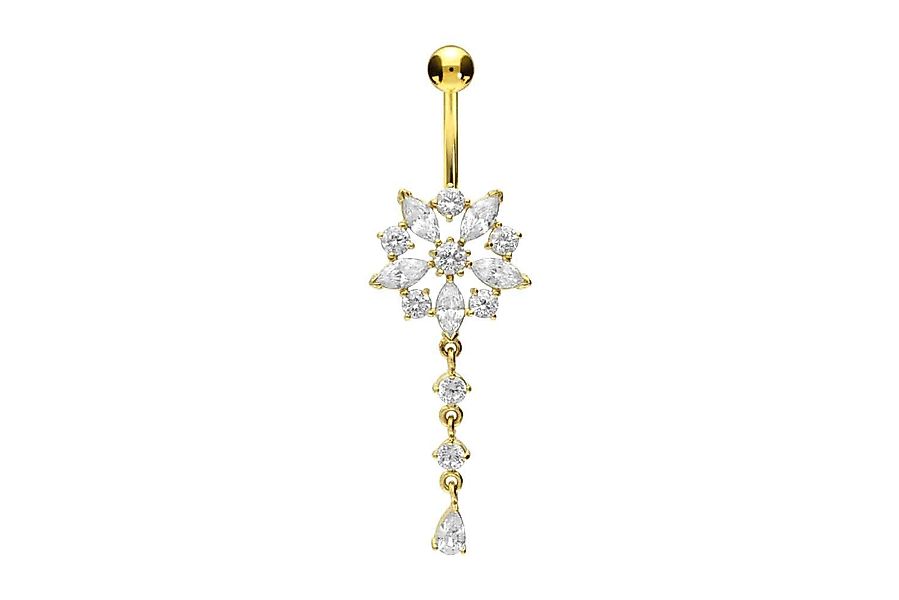 PIERCINGLINE Bauchnabelpiercing Chirurgenstahl Bananabell KRISTALLBLUME (Ba günstig online kaufen