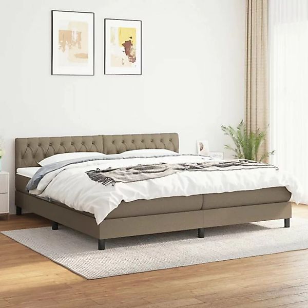 vidaXL Bettgestell Boxspringbett mit Matratze Taupe 200x200 cm Stoff Bett B günstig online kaufen