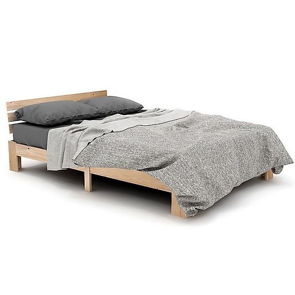 XDOVET Holzbett Holzbett Doppelbett aus Bettgestell mit Kopfteil mit Latten günstig online kaufen