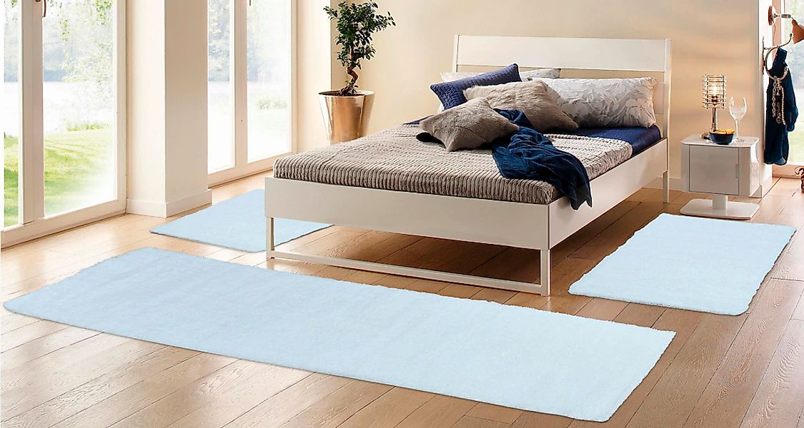 my home Bettumrandung »Malin«, (3 tlg.), Hochflor, Shaggy, Uni-Farben, leic günstig online kaufen