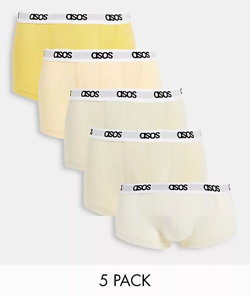 ASOS DESIGN – 5er-Pack kurze Unterhosen in Erdtönen-Mehrfarbig günstig online kaufen