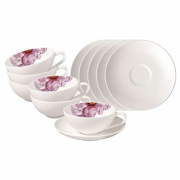 Villeroy & Boch Tasse »Teetassen mit Untertassen Rose Garden 110 ml 6er Set günstig online kaufen