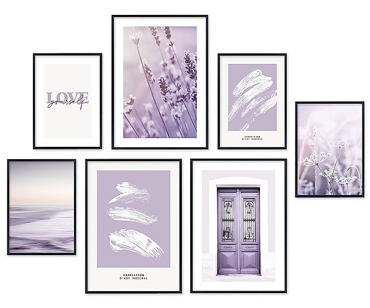 Hyggelig Home Poster Lavendel - Premium Poster Set OHNE & MIT Rahmen - 7 Wa günstig online kaufen