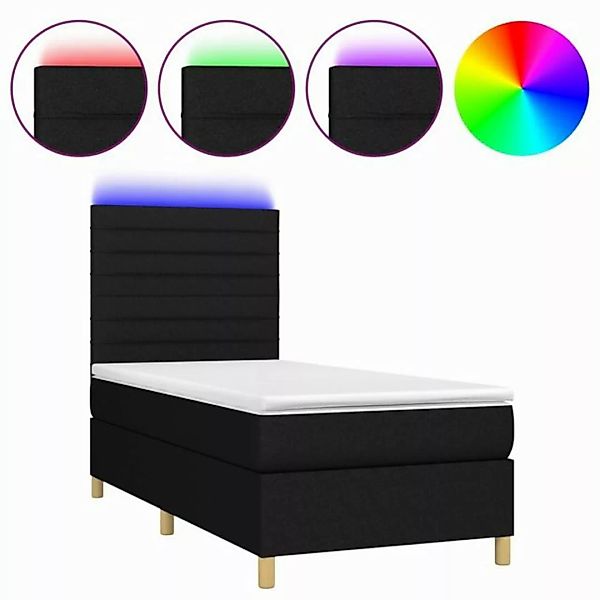 vidaXL Boxspringbett Boxspringbett mit Matratze LED Schwarz 90x190 cm Stoff günstig online kaufen