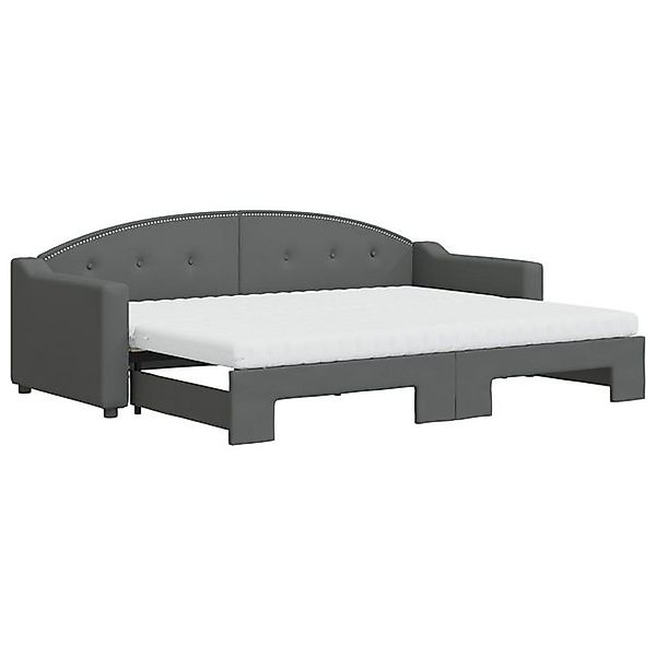 vidaXL Bett, Tagesbett Ausziehbar mit Matratzen Dunkelgrau 80x200 cm Stoff günstig online kaufen