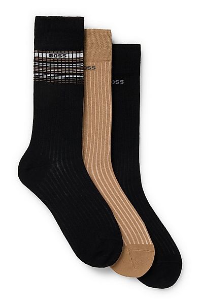 BOSS Freizeitsocken 3P RS Rib Stripe (Packung, 3-Paar) mit BOSS Logo günstig online kaufen