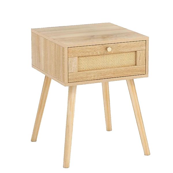 Costway Nachttisch Rattan Beistelltisch mit Schublade 40x40x55cm günstig online kaufen