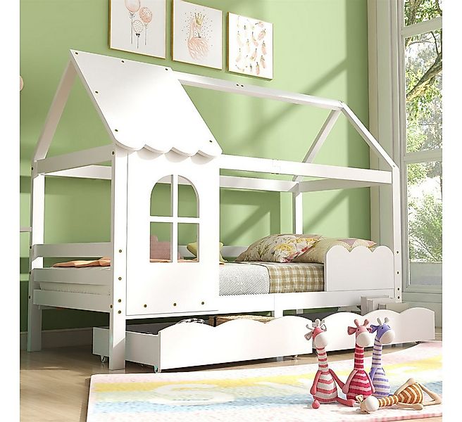 XDeer Kinderbett Hausbett Jugendbett 200x90 mit Rausfallschutz Vielseitiges günstig online kaufen