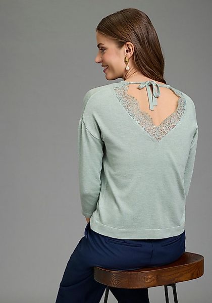 Laura Scott 3/4 Arm-Pullover aus Viskosemischung mit femininem Spitzeneinsa günstig online kaufen