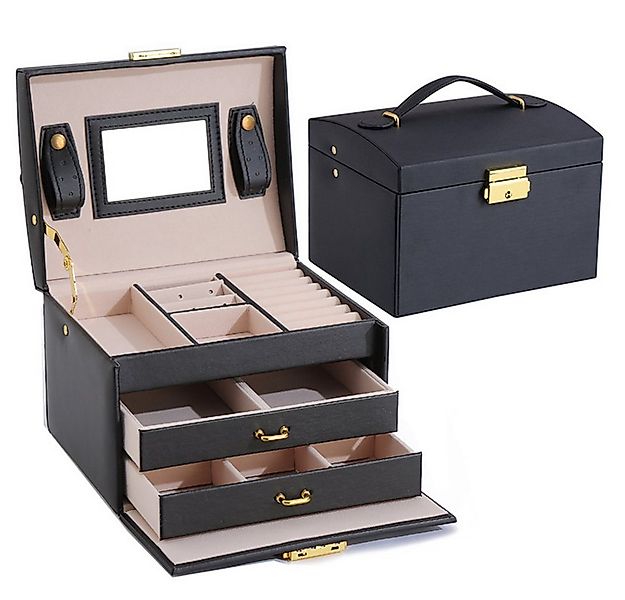 FOUORTUNATE-BEE Schmuckkasten Schmuckkasten mit Schloss, Leder-Schmuckbox m günstig online kaufen