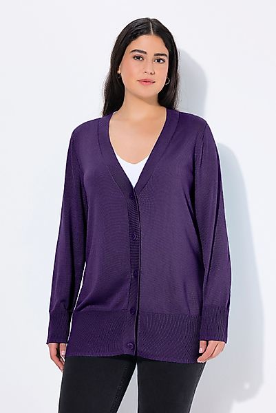 Ulla Popken Strickjacke Strickjacke V-Ausschnitt Knopfleiste günstig online kaufen