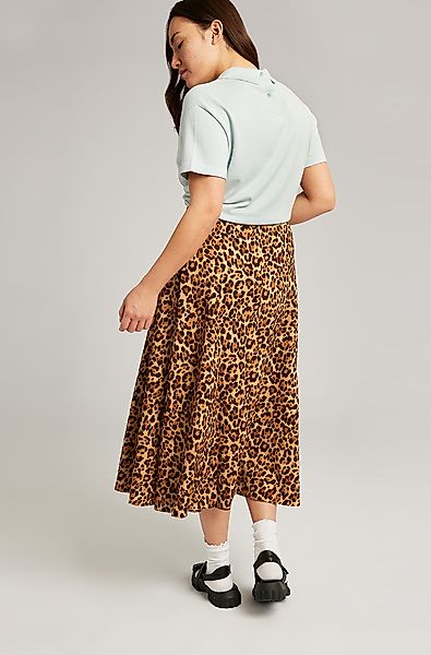 Midi Rock Aus Bio-baumwolle - Easy Skirt Leopard günstig online kaufen