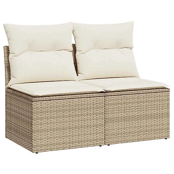 vidaXL 2-Tlg Garten-Sofagarnitur mit Kissen Beige Poly Rattan Akazie 332523 günstig online kaufen