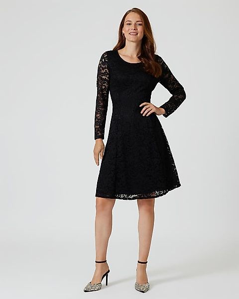 Let's Dress! A-Linienkleid im Uni-Design mit Spitze günstig online kaufen
