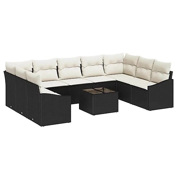 vidaXL Gartensofa-set mit Kissen 9-Tlg Braun und Creme Poly-Rattan 3355556 günstig online kaufen