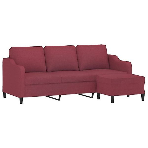 vidaXL Sofa 3-Sitzer-Sofa mit Hocker Weinrot 180 cm Stoff günstig online kaufen