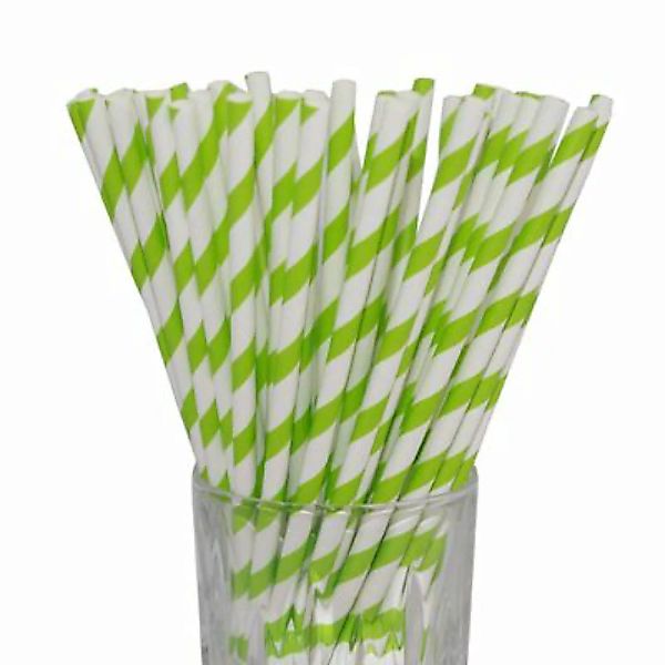 LUXENTU Papier-Trinkhalm grün/weiß gestreift 100 Stück Trinkhalme günstig online kaufen
