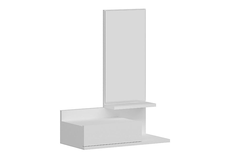 en.casa Wandregal, »Gundsø« Hängeregal mit Schublade und Spiegel Weiß günstig online kaufen