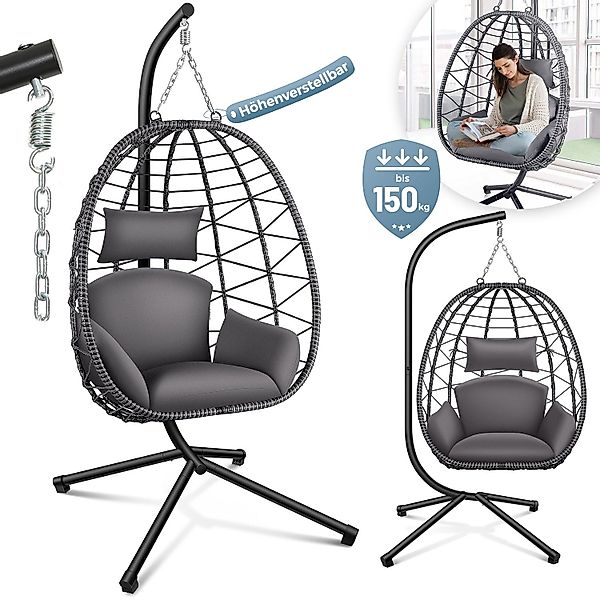 Makika Loungesessel Hängesessel mit Gestell Polyrattan günstig online kaufen