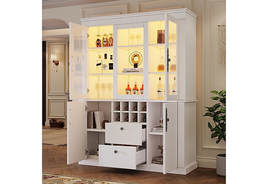 Merax Standvitrine Vitrine mit LED und Weinregal (Standregal Schrank, 1-St) günstig online kaufen