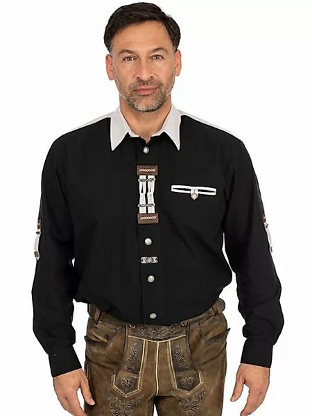 OS-Trachten Trachtenhemd Hemd Langarm BASTIAN schwarz (Comfort Fit) günstig online kaufen