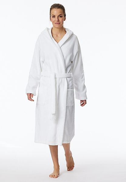 Schiesser Damenbademantel Essentials, Midilänge, Baumwolle, Kapuze, günstig online kaufen