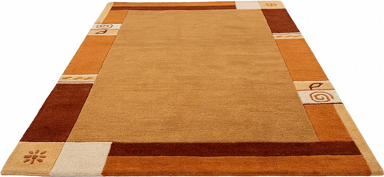 THEKO Wollteppich "Tromso, Wolle, Handgefertigt, Bordüre mit Hoch-Tief-Effe günstig online kaufen