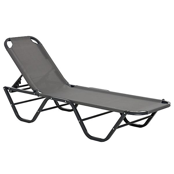 Outsunny Sonnenliege 5-Stufig Verstellbare Gartenliege Grau Schwarz günstig online kaufen