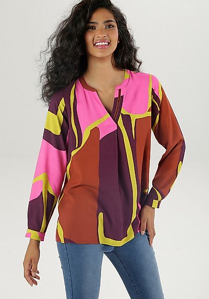 Aniston SELECTED Schlupfbluse mit leicht glänzendem Samtband am Ausschnitt günstig online kaufen