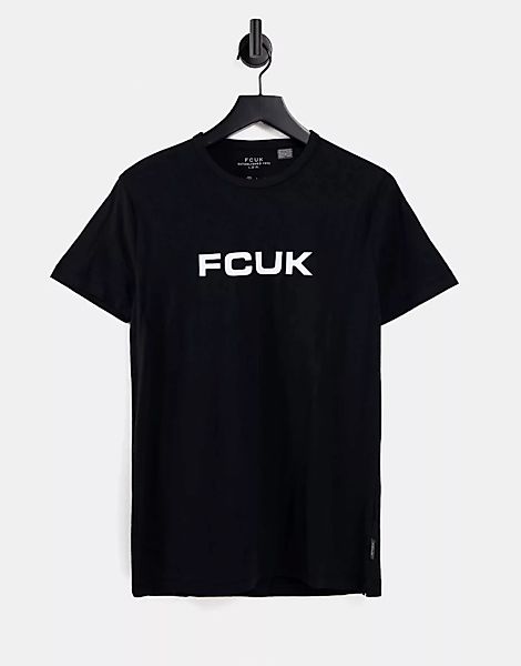 FCUK – T-Shirt in Schwarz mit Logo günstig online kaufen