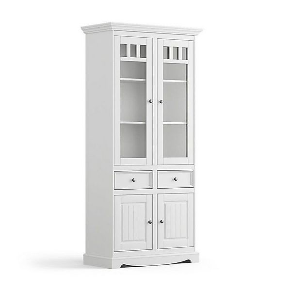Natur24 Mehrzweckschrank Bello Elegante Weiß Vitrine 2D Schrank Wohnzimmers günstig online kaufen