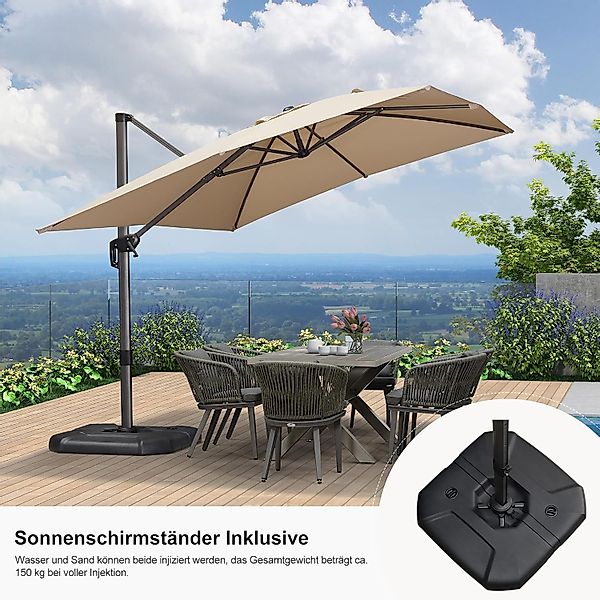 PURPLE LEAF Sonnenschirm Rechteck Alu Außenbereich günstig online kaufen