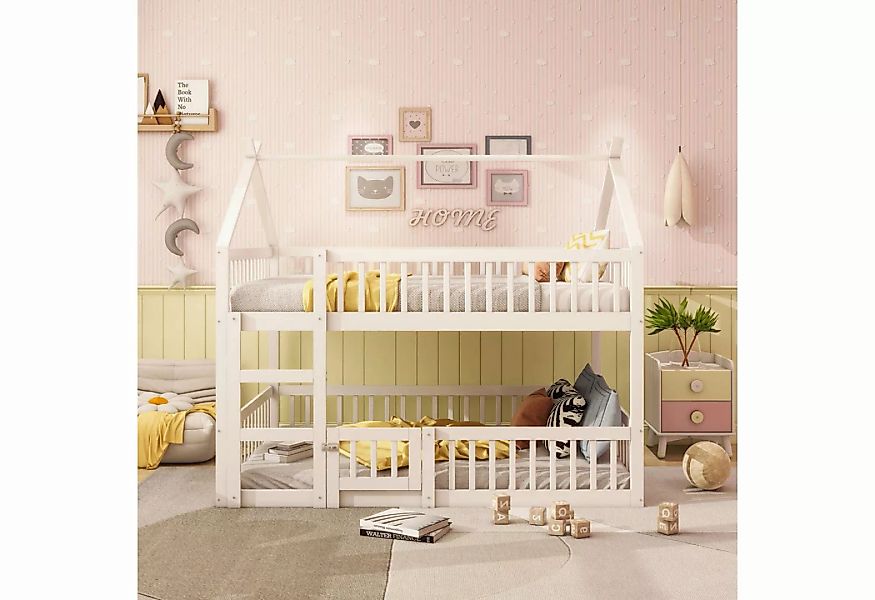 REDOM Etagenbett Jugendbett, Kinderbett mit Treppe, Loft Design (Etagenbett günstig online kaufen