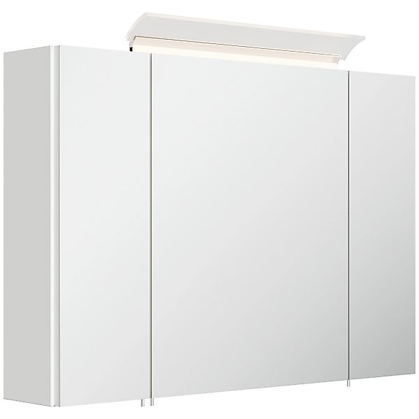 Posseik Spiegelschrank inkl. Design LED-Lampe u. Glasböden 90 cm Weiß Hochg günstig online kaufen