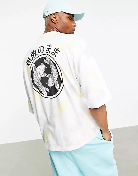 ASOS DESIGN – Oversize-T-Shirt mit Batikmuster und Rückenprint-Mehrfarbig günstig online kaufen