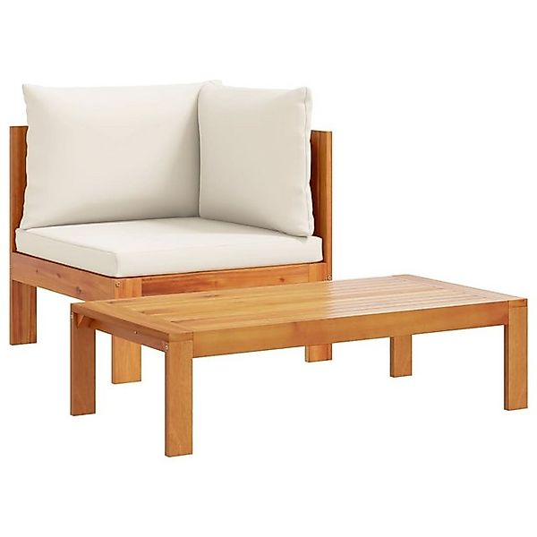 vidaXL Loungesofa 2-tlg. Garten-Sofa-Set mit Kissen Massivholz Akazie, 1 Te günstig online kaufen