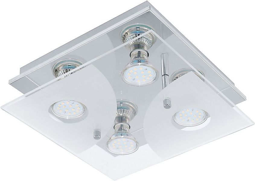 EGLO Deckenleuchte CABI Deckenlampe, Edelstahl und Glas, GU10, weiss, Wohnz günstig online kaufen