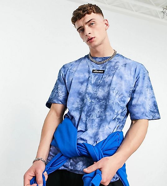ellesse – Oversize-T-Shirt mit Batikmuster in Blau günstig online kaufen