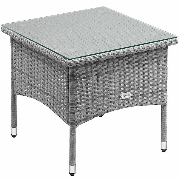 Casaria Beistelltisch, Polyrattan 50x50cm Wetterfest Höhenverstellbar günstig online kaufen