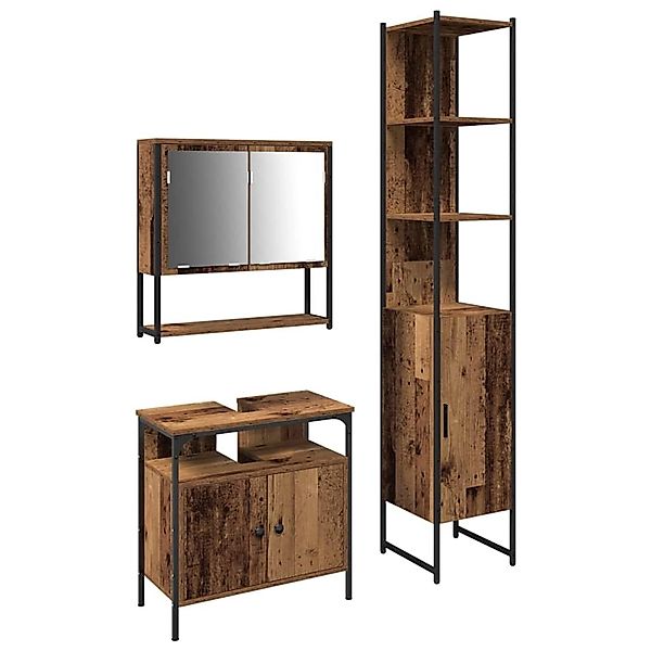 vidaXL Badezimmermöbel-Set mit Regal 3-Tlg Altholz Holzwerkstoff 3332575 günstig online kaufen