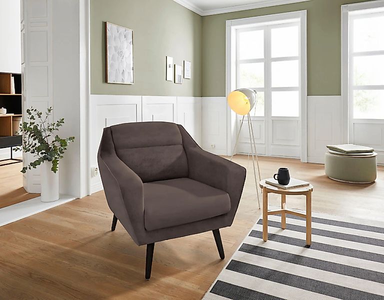 OTTO home Sessel "Bille" mit Naht im Rückenkissen und Eiche-Beinen, Design günstig online kaufen