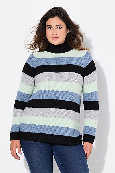Ulla Popken Strickpullover Pullover Streifen Stehkragen günstig online kaufen
