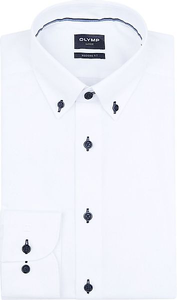 OLYMP Luxor Hemd Contrast Buttons Weiß - Größe 43 günstig online kaufen